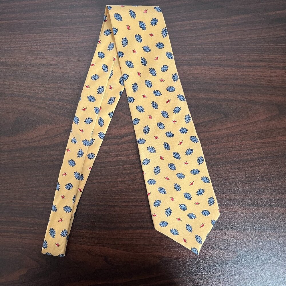 CHAPS RALPH LAUREN MENS YELLOW/BLUE/RED SILK WPL 125 TIE Office wear Party